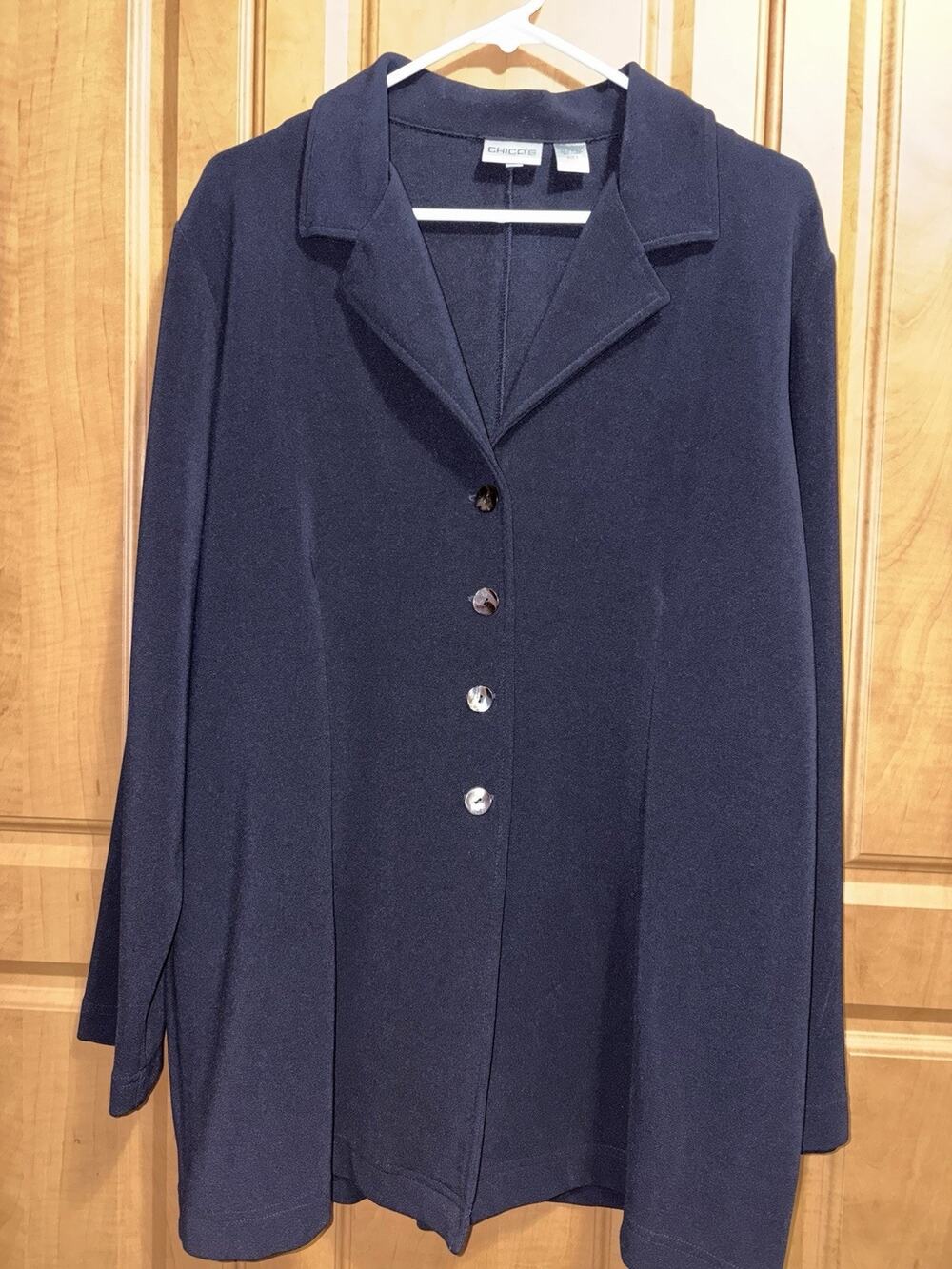 Chico's Four-button Blazer/Jacket Stretch Navy Size 3 (US XL)